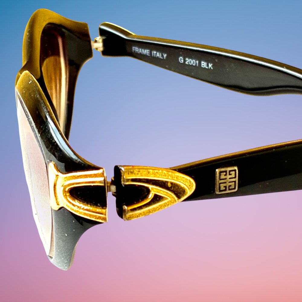 Givenchy Eyeglass Frames Only Black With Gold Log… - image 8